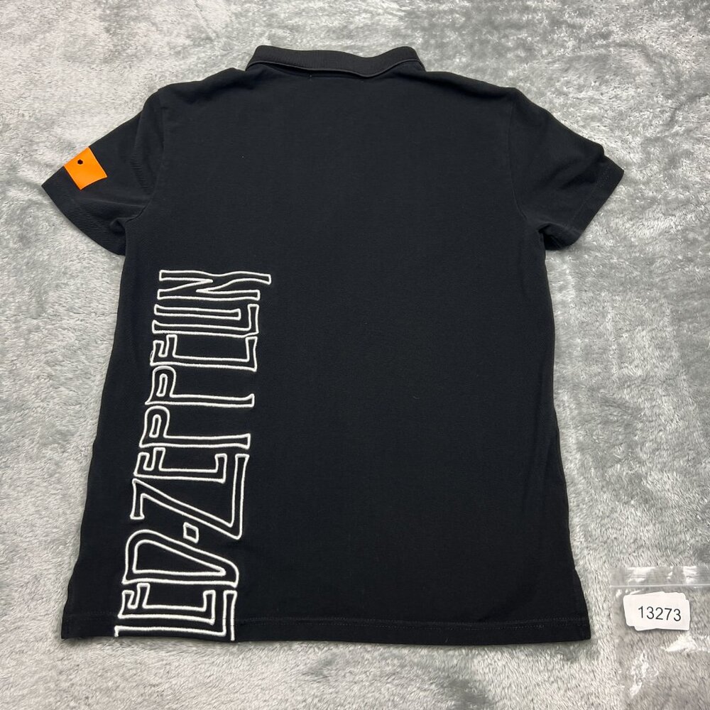 Led Zeppelin Polo Shirt Mens Medium Black Classic Rock